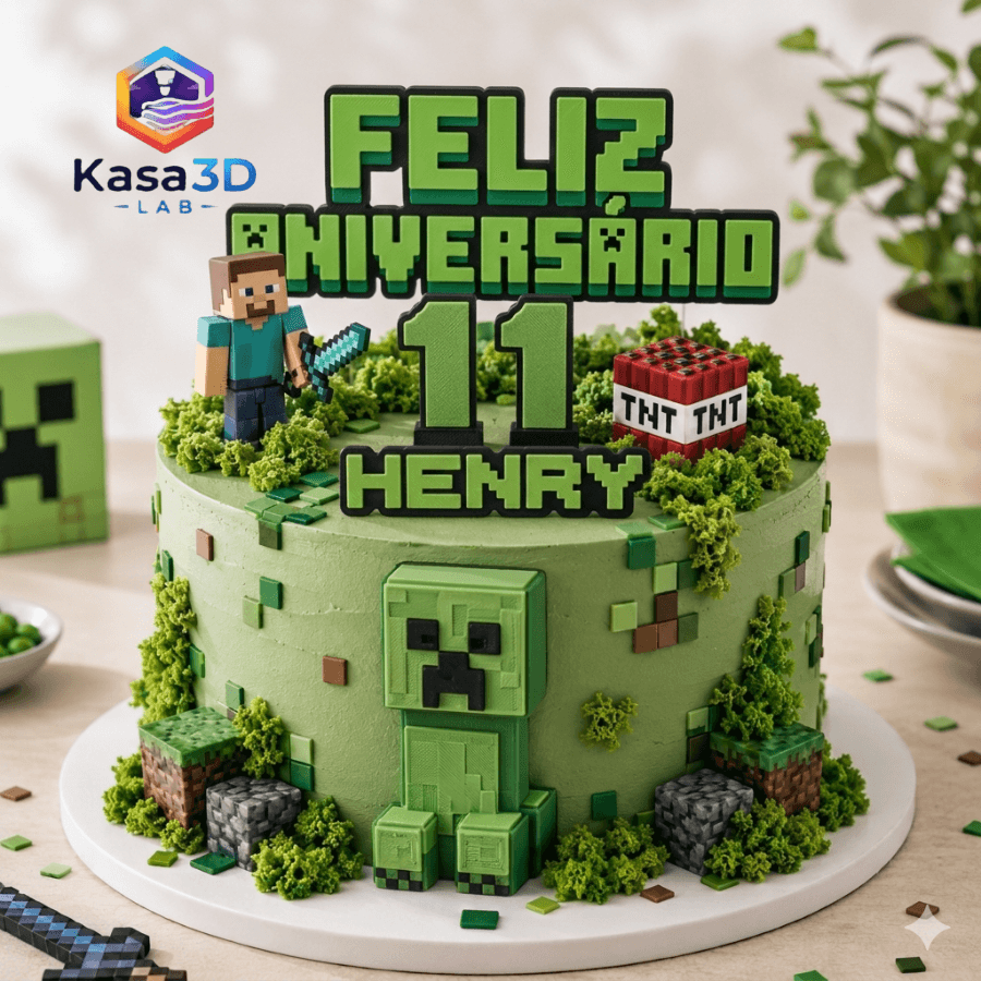 Topo de Bolo Minecraft ⛏️